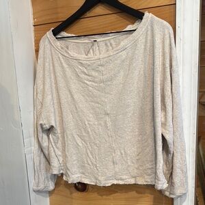 FREE PEOPLE Cream White Beige Distressed Small Sweater with Side Slits